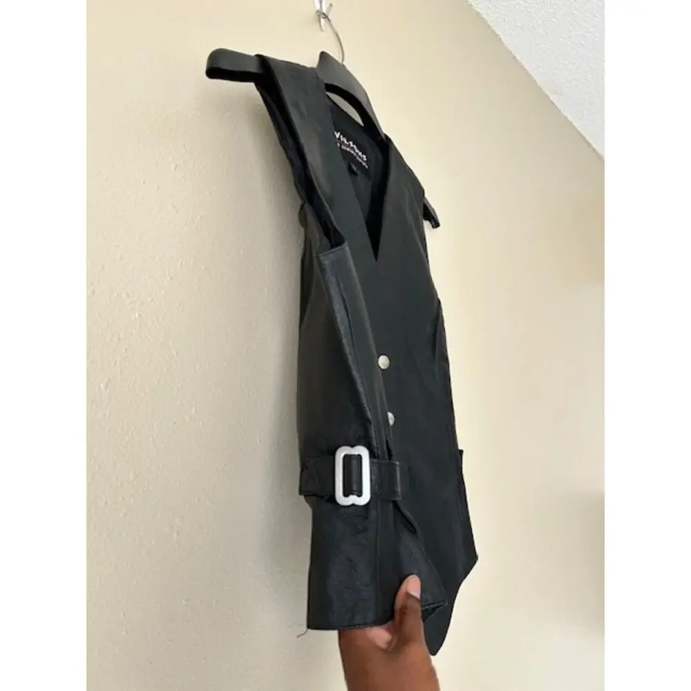 ❌SOLD❌ Wilsons Black Leather Snap Button Vest Size Small - Picture 6 of 11